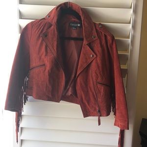 Fantastic fringe faux suede jacket!